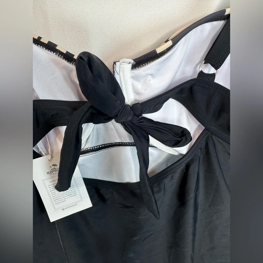 B2prity NWT‎ Size 2XL One Piece Ruched Tummy Control Swimsuit in black and tan